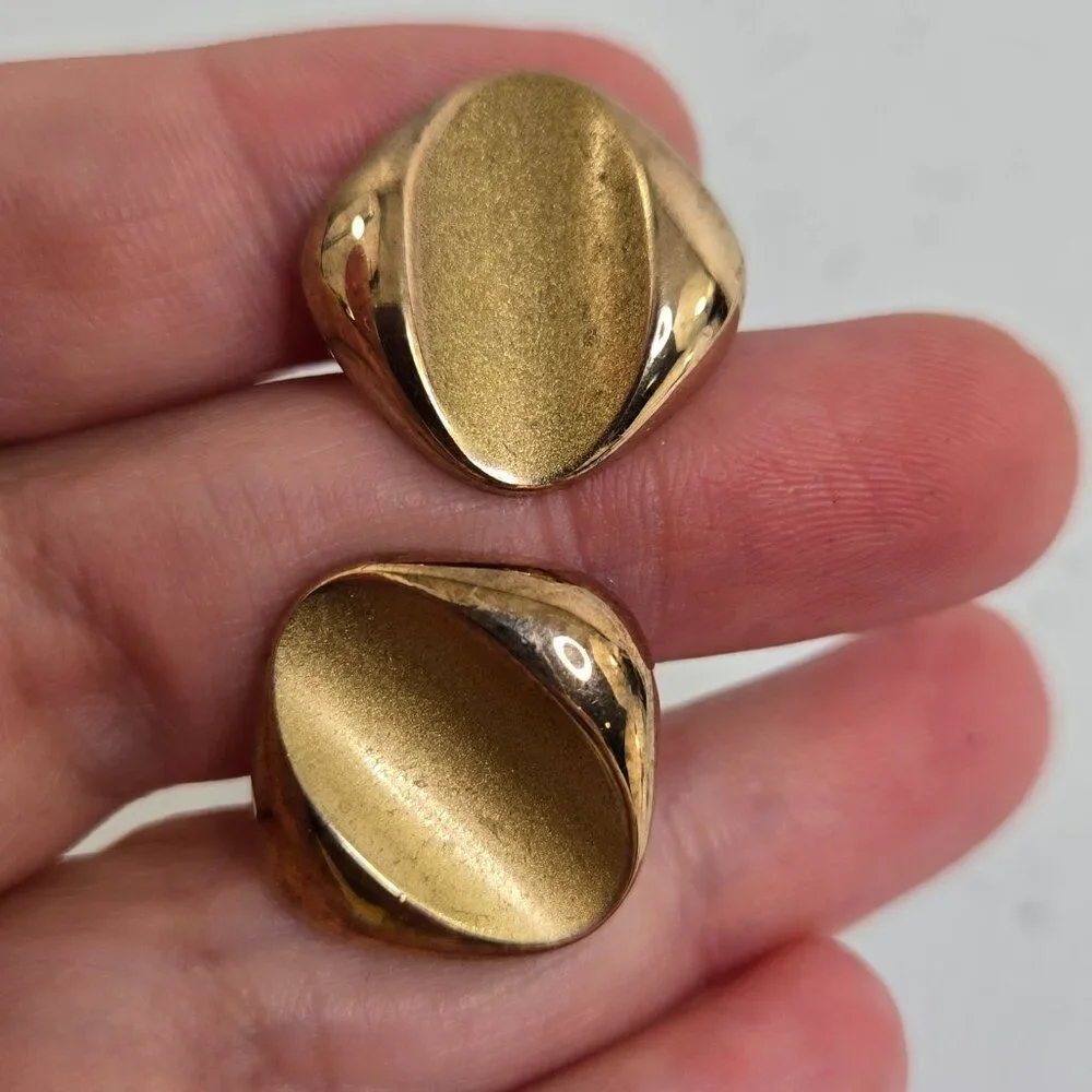 Cufflinks Gold Tone Matte Geometric Square Stripe Vintage MCM Art Deco Look